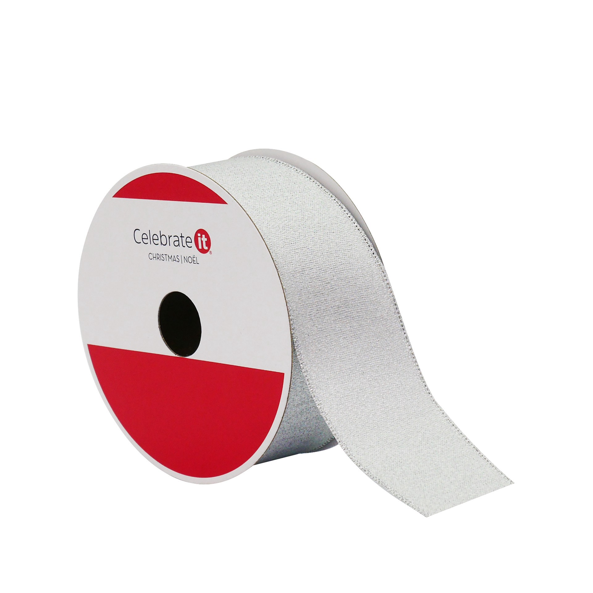 slide 2 of 3, 1.5" X 30ft. Silver Shimmer Wired Ribbon By Celebrate It, 1.5 in x 30 ft