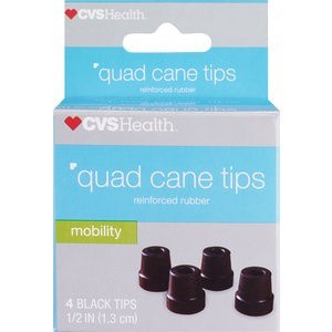 slide 1 of 1, CVS Health Small Base Quad Cane Tips 1/2 Inch, 4 ct