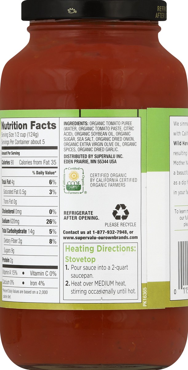 slide 2 of 7, Wild Harvest Pasta Sauce 24 oz, 24 oz