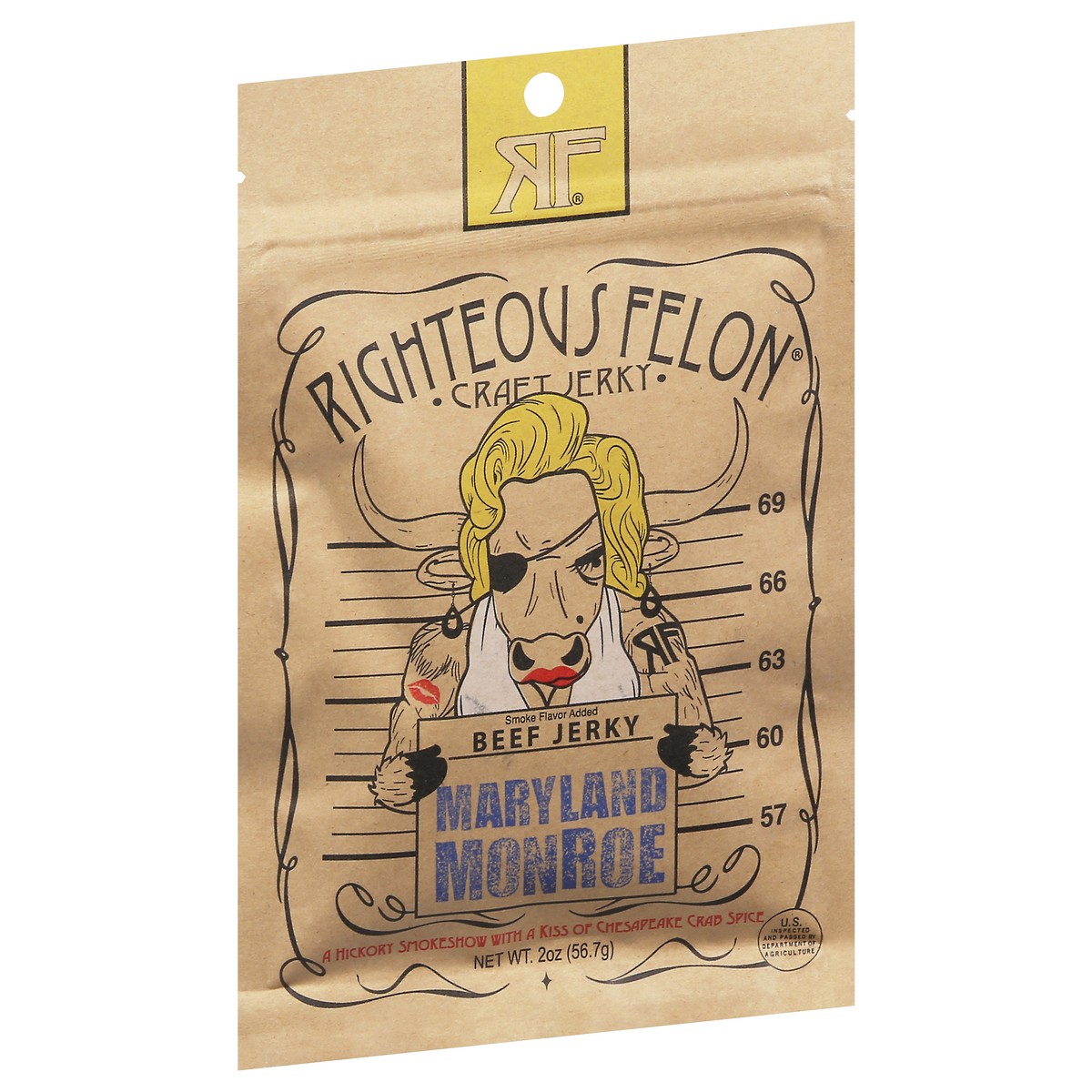 slide 2 of 9, Righteous Felon Maryland Monroe Smoke Flavor Beef Jerky 2 oz, 2 oz