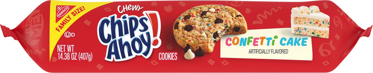 slide 8 of 9, CHIPS AHOY! Chewy Confetti Cake Cookies with Rainbow Sprinkles, Birthday Cookies, Family Size, 14.38 oz, 14.38 oz