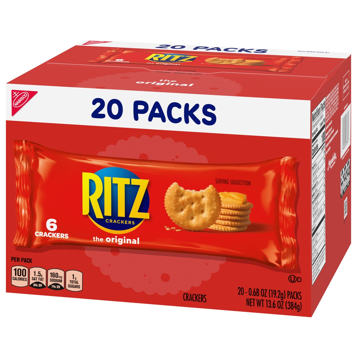 slide 6 of 9, RITZ Original Crackers, 20 Snack Packs (6 Crackers Per Pack), 13.6 oz