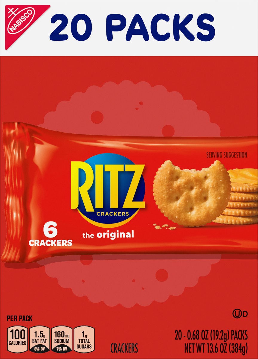 slide 4 of 9, RITZ Original Crackers, 20 Snack Packs (6 Crackers Per Pack), 13.6 oz