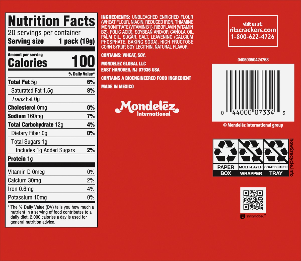 slide 3 of 9, RITZ Original Crackers, 20 Snack Packs (6 Crackers Per Pack), 13.6 oz