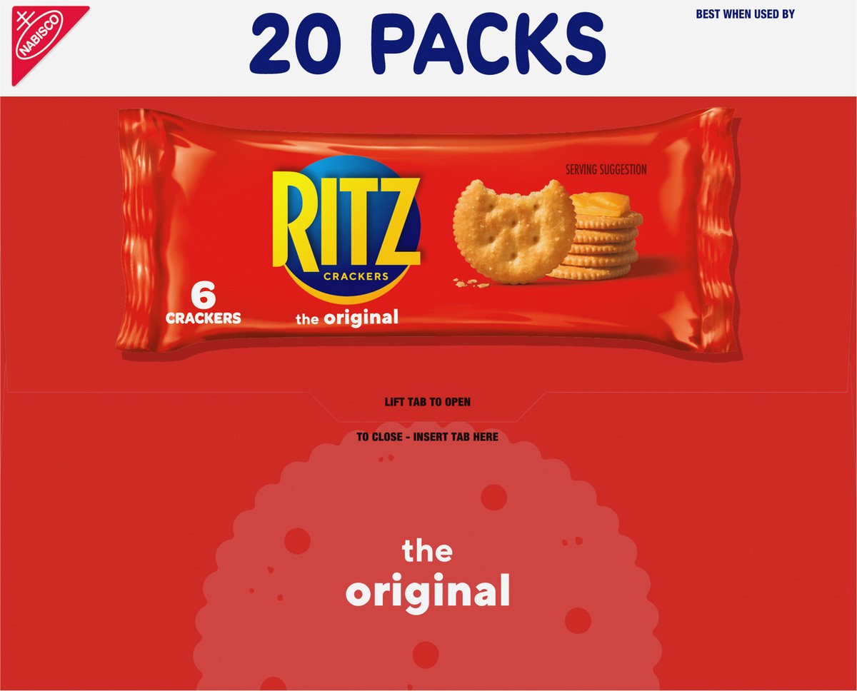 slide 7 of 9, RITZ Original Crackers, 20 Snack Packs (6 Crackers Per Pack), 13.6 oz