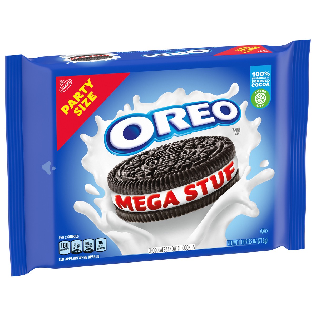 slide 9 of 9, OREO Mega Stuf Chocolate Sandwich Cookies, Party Size, 1 lb 9.35 oz, 25.35 oz