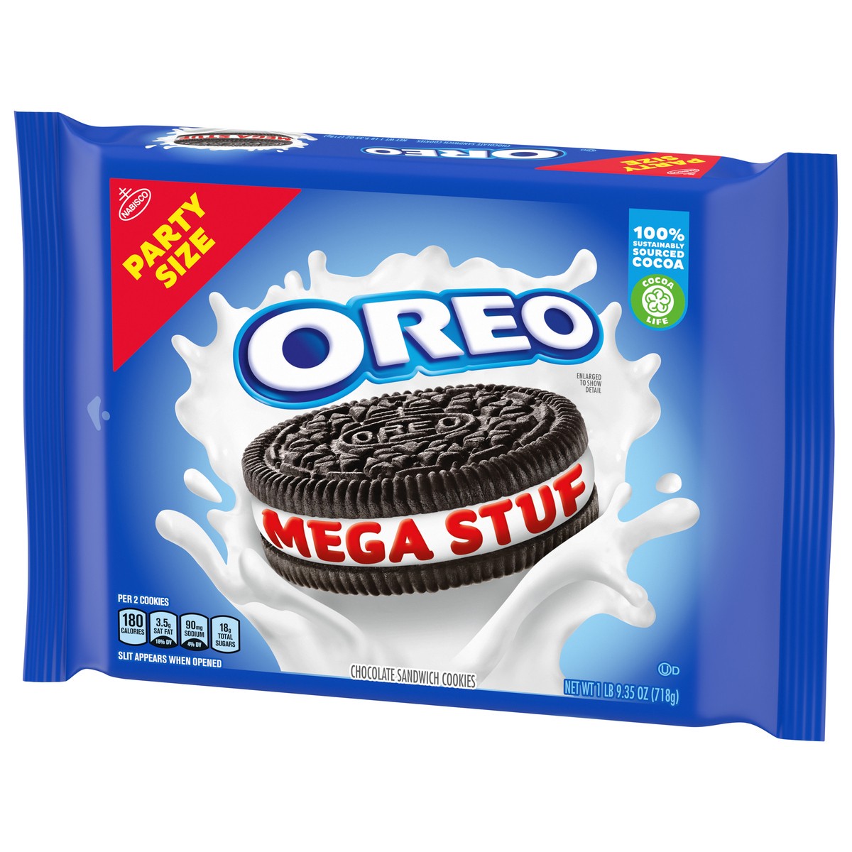 slide 7 of 9, OREO Mega Stuf Chocolate Sandwich Cookies, Party Size, 1 lb 9.35 oz, 25.35 oz