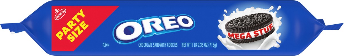 slide 8 of 9, OREO Mega Stuf Chocolate Sandwich Cookies, Party Size, 1 lb 9.35 oz, 25.35 oz