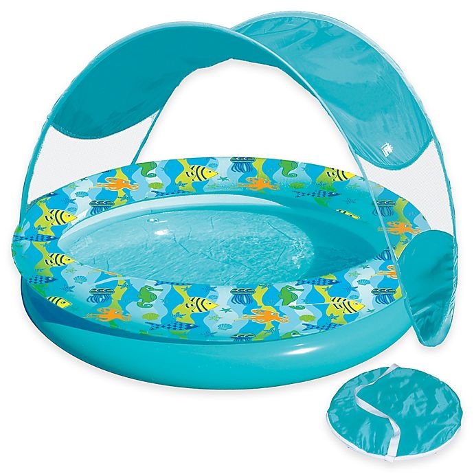 slide 1 of 3, Aqua Leisure Tot Sunshade Pool with Canopy and Carry Bag - Turquoise/Multi, 1 ct