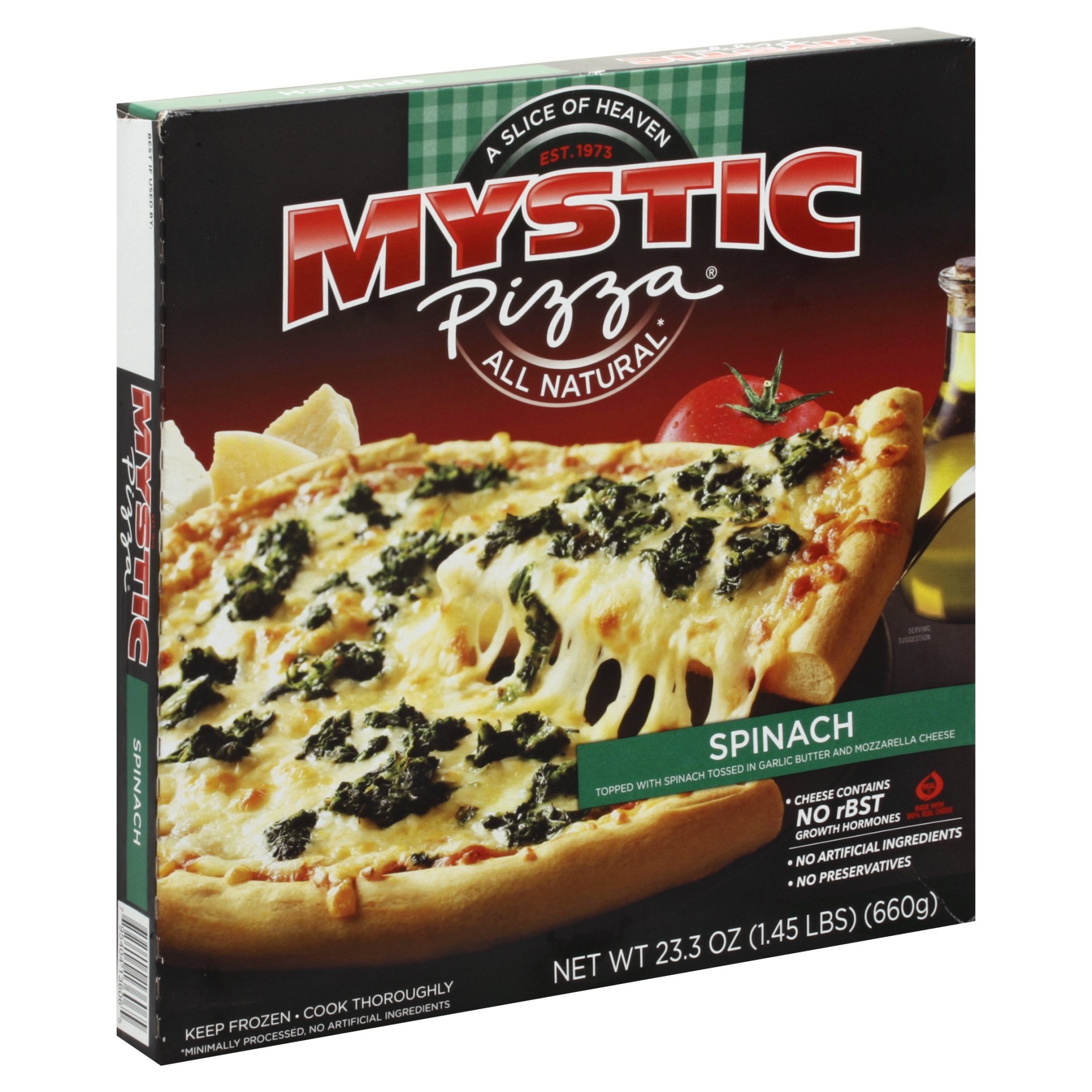 slide 1 of 1, Mystic All Natural Spinach Pizza, 23.3 oz