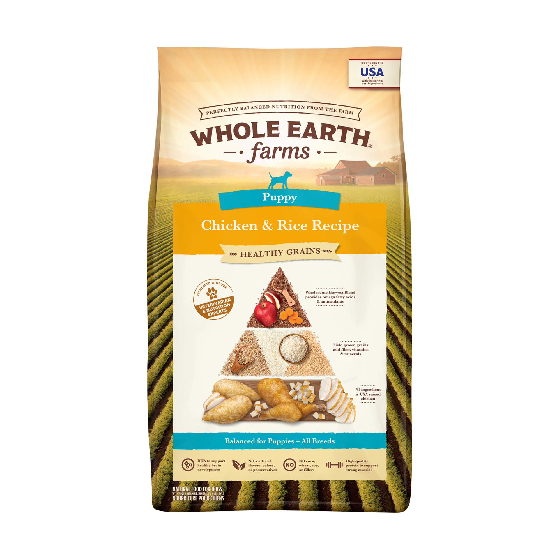 slide 1 of 4, Whole Earth Farms Healthy Grains Dry Puppy Food, Chicken and Rice Recipe - 25 lb Bag, 25 lb