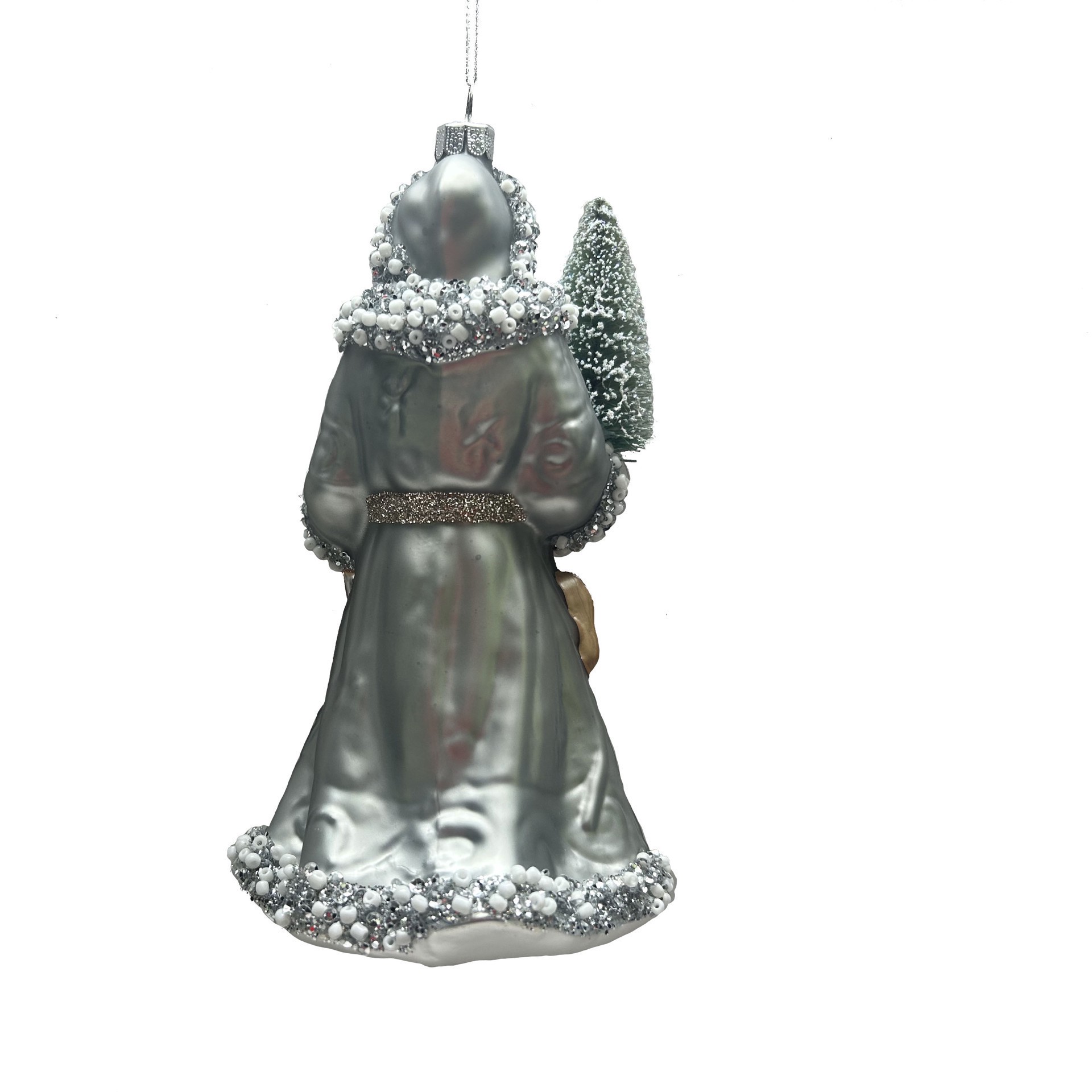 slide 2 of 3, 7.25" Frosted Santa Glass Ornament By Ashland, 7.25 in
