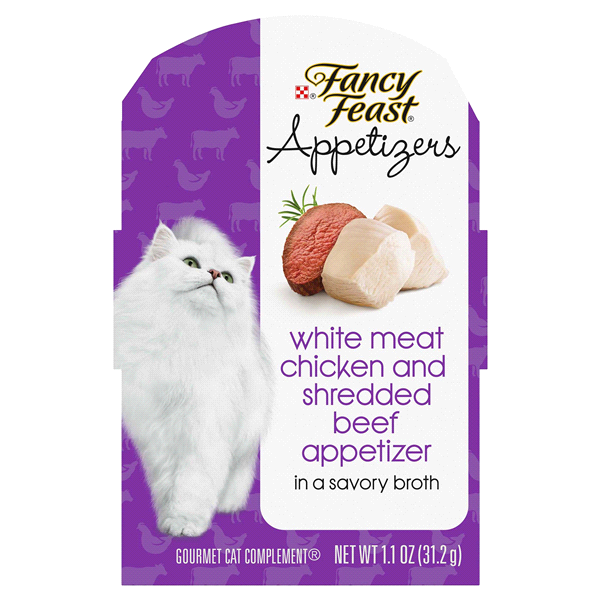 slide 1 of 25, Purina Fancy Feast Gravy, Grain Free Wet Cat Food Complement Appetizers, Chicken & Beef, 1.1 oz