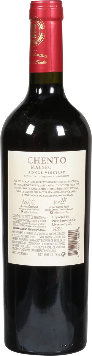 slide 10 of 12, Chento Malbec 750 ml, 750 ml