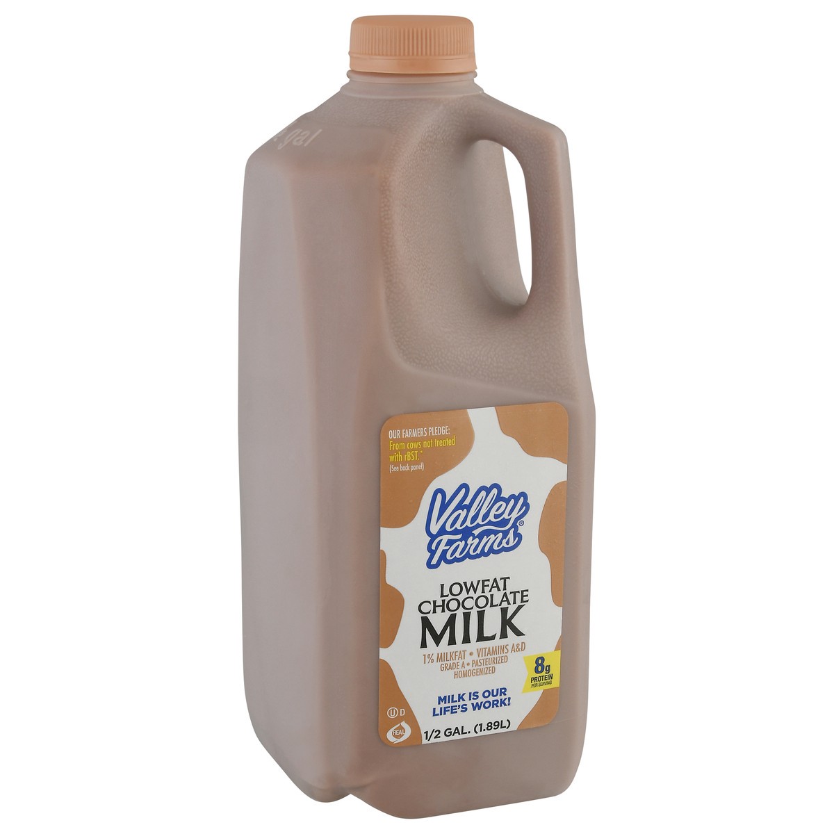 slide 8 of 9, Valley Farms 1% Milkfat Lowfat Chocolate Milk 0.5 gl, 1/2 gal