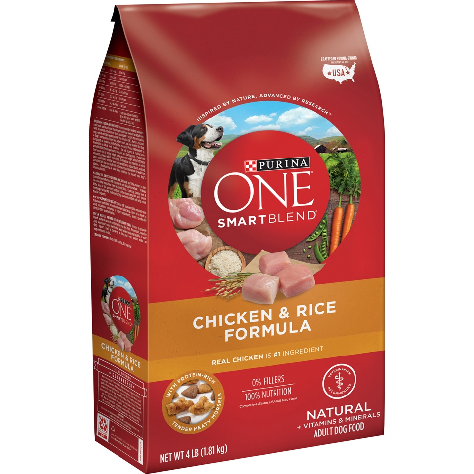 Purina One SmartBlend Chicken & Rice Formula Adult Premium Dog Food 4 ...