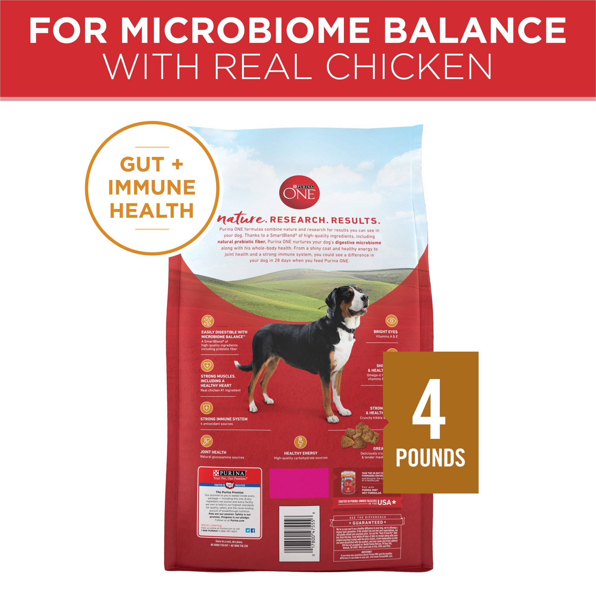 slide 8 of 8, ONE Purina One SmartBlend Chicken & Rice Formula Adult Premium Dog Food, 4 lb