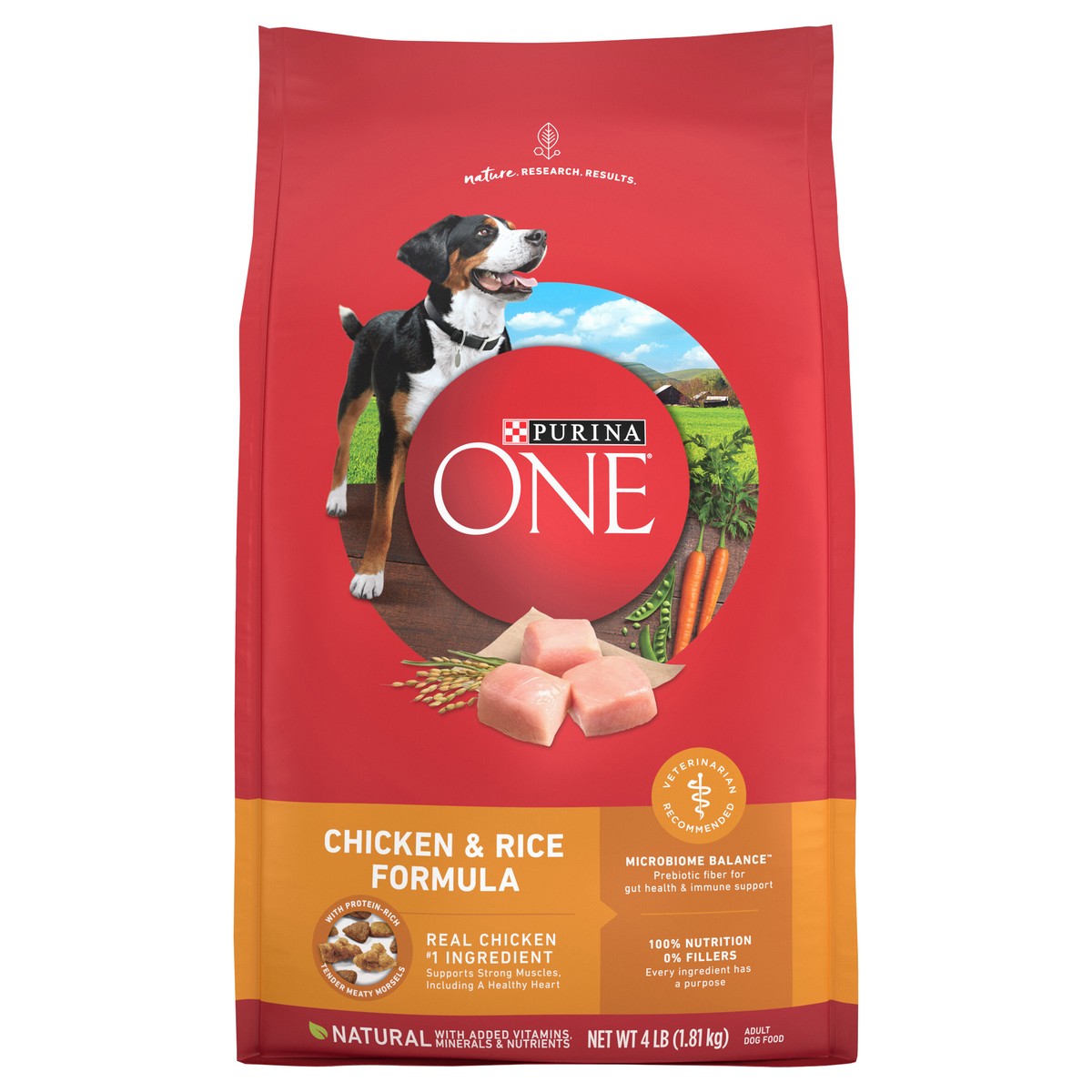 slide 1 of 8, ONE Purina One SmartBlend Chicken & Rice Formula Adult Premium Dog Food, 4 lb