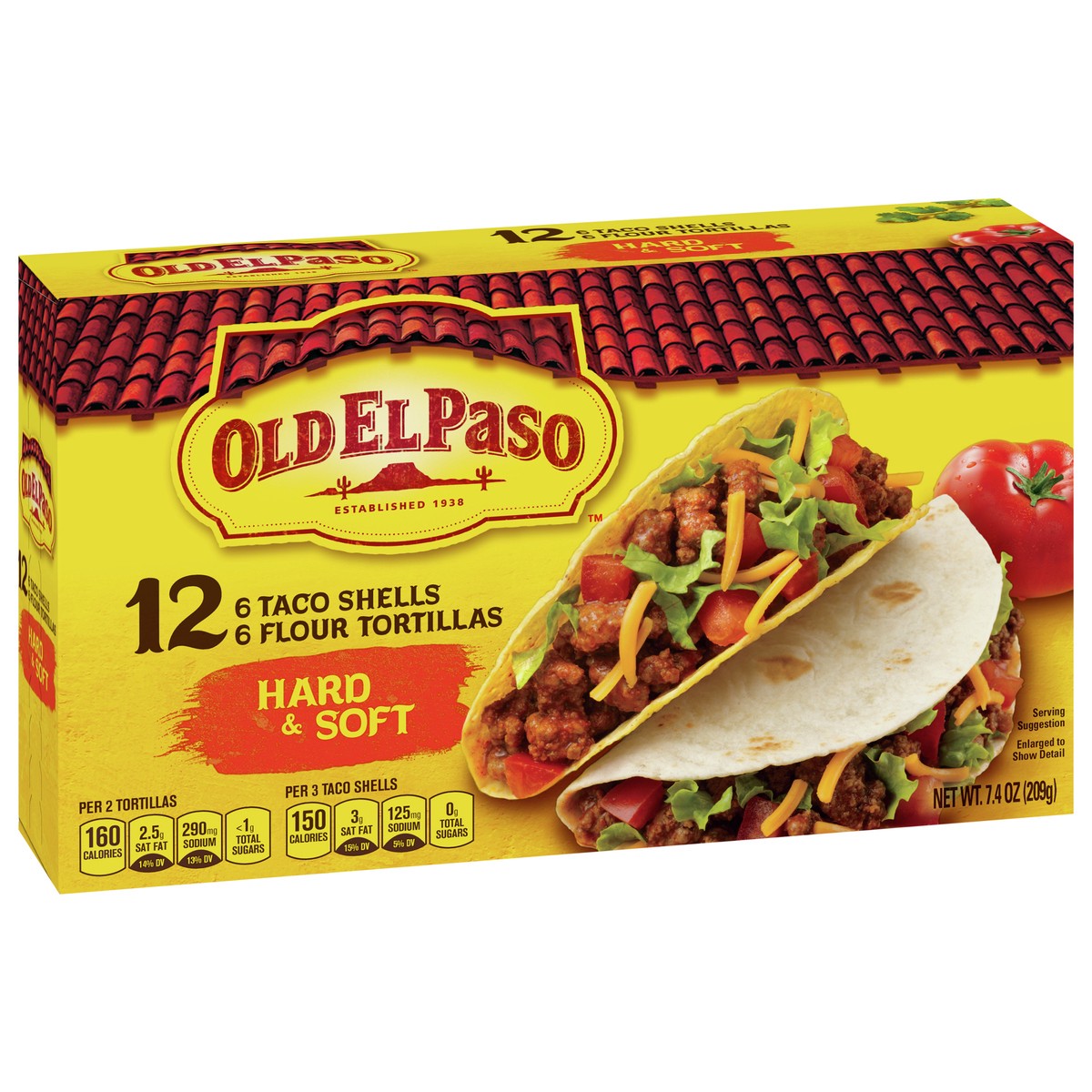 slide 4 of 9, Old El Paso Hard & Soft Taco Shells & Flour Tortillas, 12 Shells, 7.4 oz, 12 ct