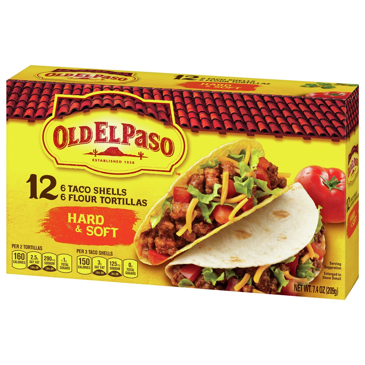 slide 8 of 9, Old El Paso Hard & Soft Taco Shells & Flour Tortillas, 12 Shells, 7.4 oz, 12 ct