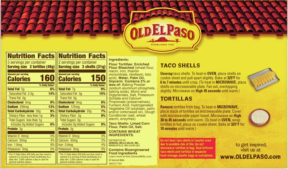 slide 2 of 9, Old El Paso Hard & Soft Taco Shells & Flour Tortillas, 12 Shells, 7.4 oz, 12 ct