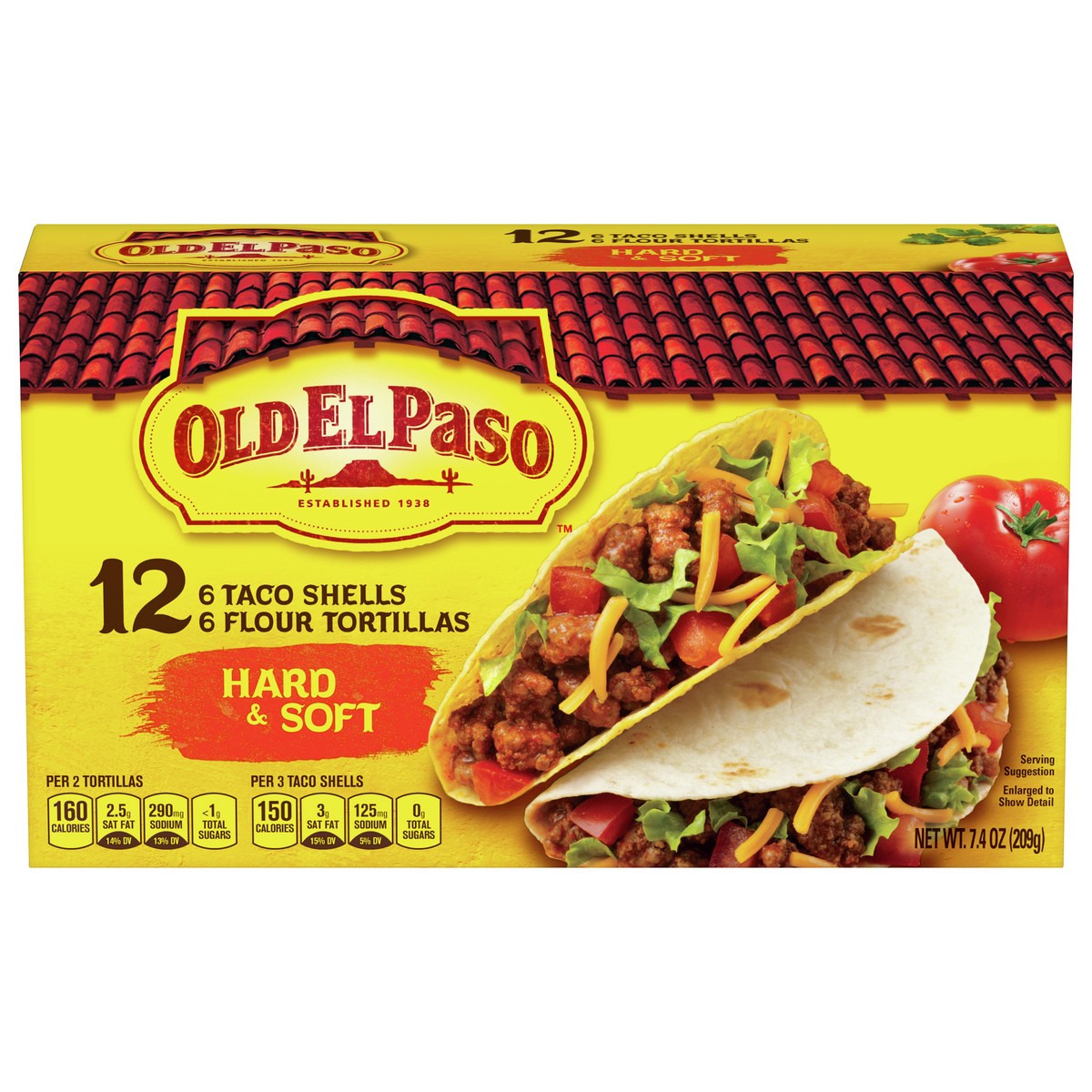 slide 1 of 9, Old El Paso Hard & Soft Taco Shells & Flour Tortillas, 12 Shells, 7.4 oz, 12 ct