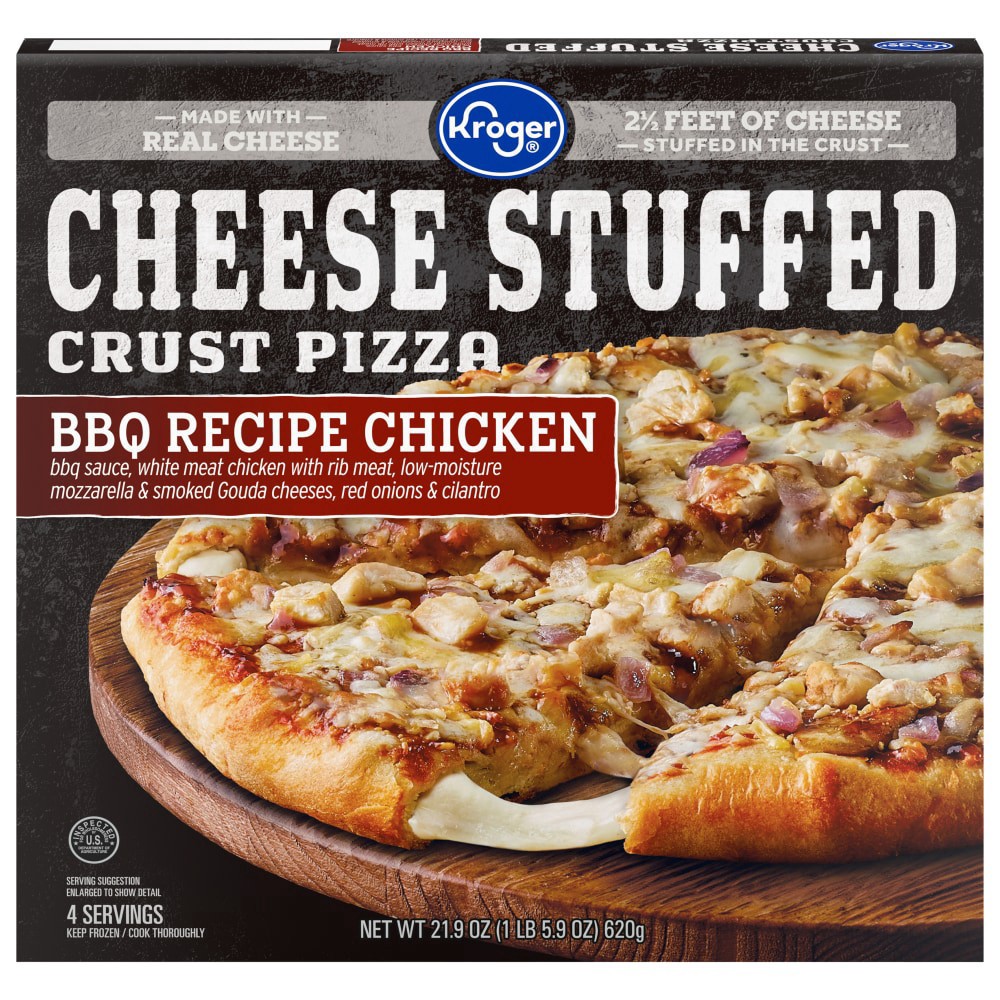 slide 2 of 2, Kroger Bbq Chicken Cheese Stuffed Crust Pizza, 21.9 oz