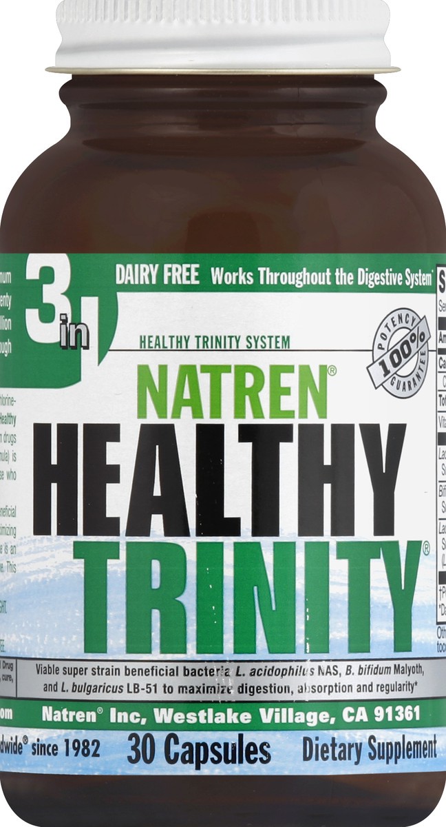 slide 1 of 3, Natren Healthy Trinity Probiotic Capsules, 30 ct