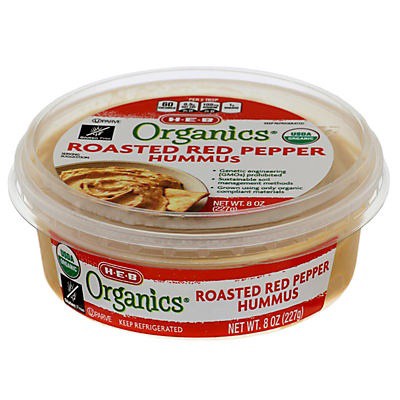 slide 1 of 1, H-E-B Organics Roasted Red Pepper Hummus, 8 oz