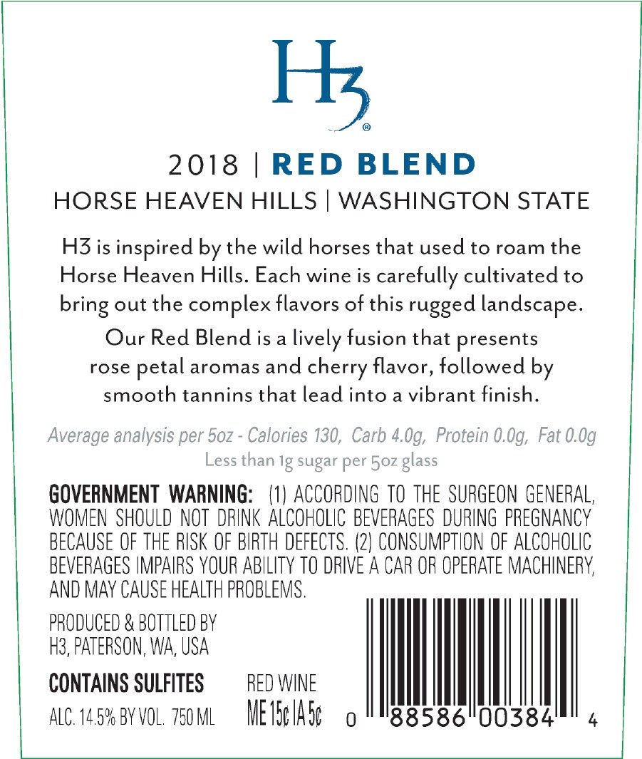 slide 4 of 7, H3 Red Blend Wine, 750 mL Bottle, 750 ml