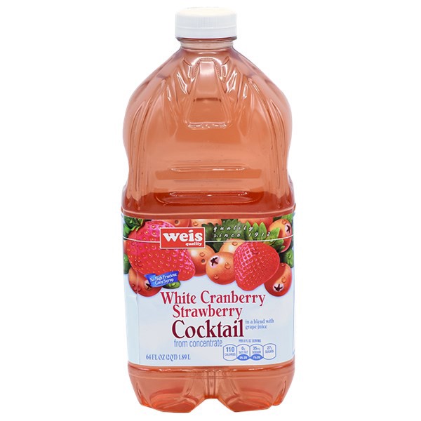 slide 1 of 6, Weis Quality White Cranberry Strawberry Cocktail From Concentrate, 64 fl oz