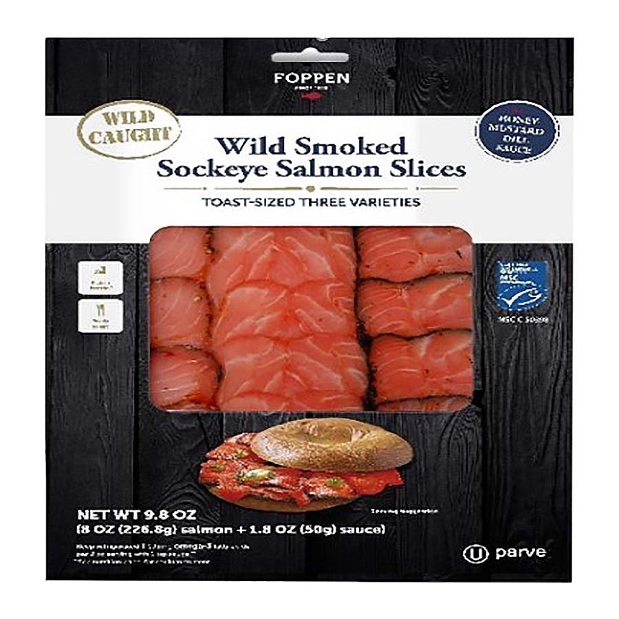 slide 1 of 1, Foppen Cold Smoked Alaskan Sockeye Salmon Slices, 9.8 oz