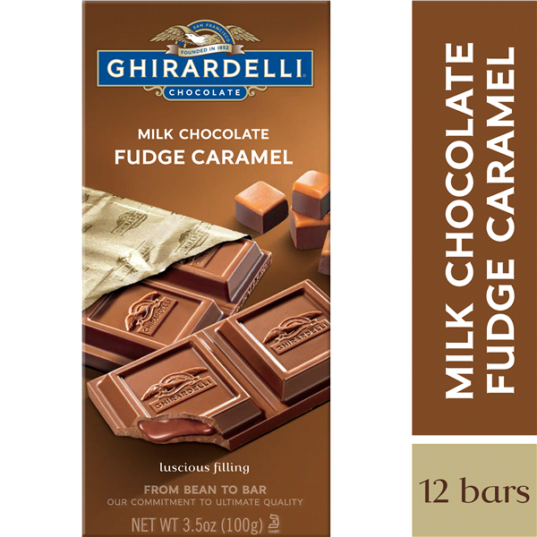 slide 1 of 1, Ghirardelli Milk Chocolate Fudge Caramel Bar, 3.5 oz