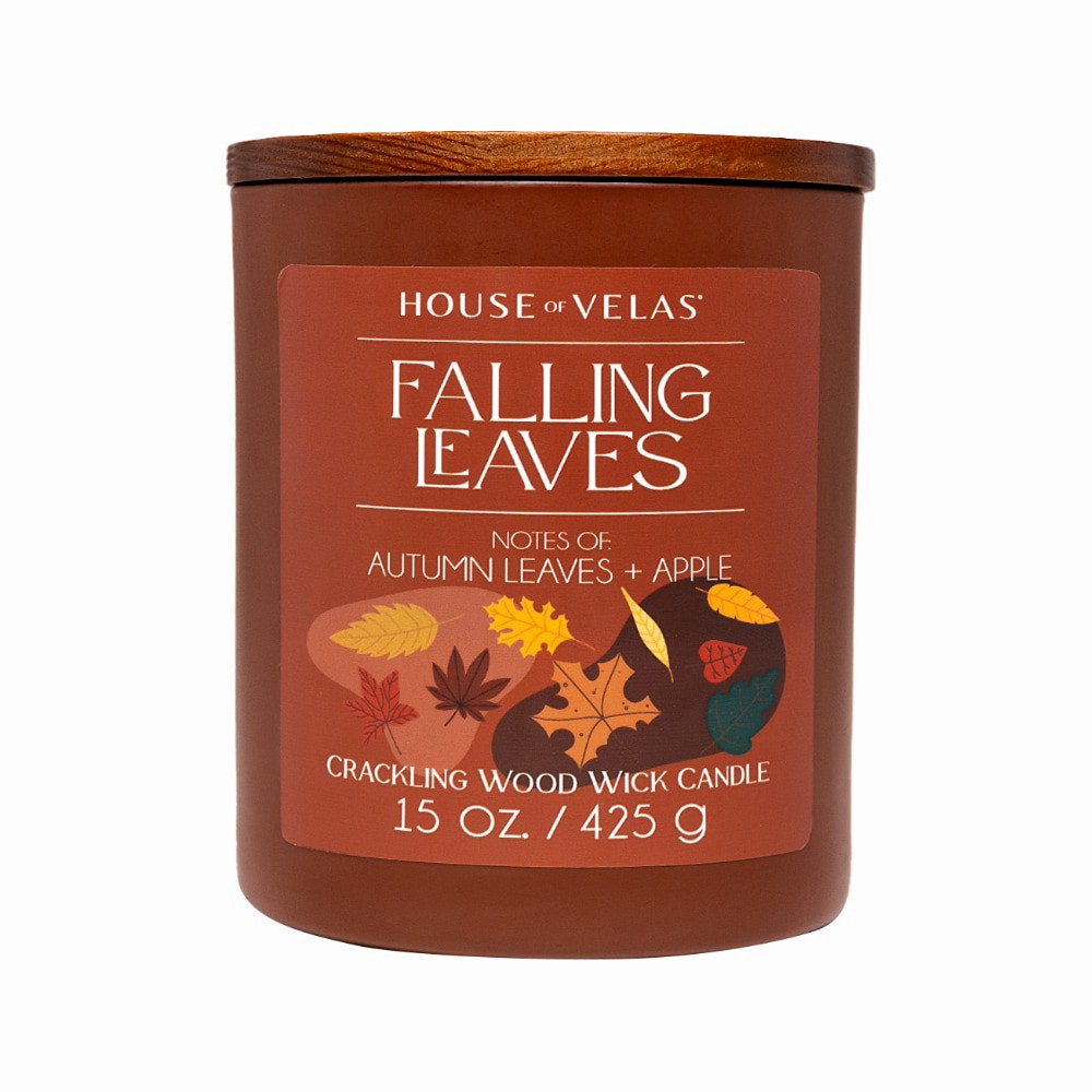 slide 3 of 3, House of Velas Harvest Jar Candle Falling Leaves, 15 oz