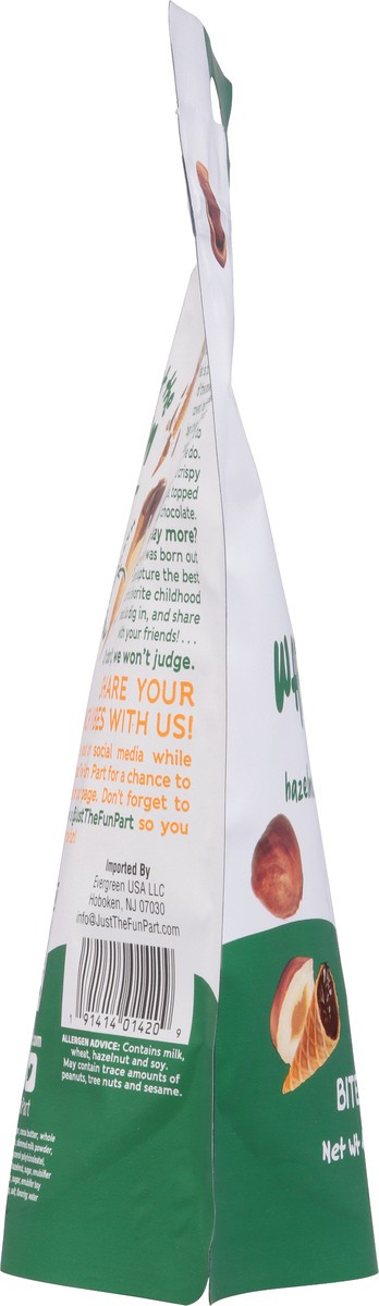 slide 8 of 9, Just The Fun Part Waffle Cones, Hazelnut Cream & Milk Chocolate, Bite-Sized, 4.23 oz