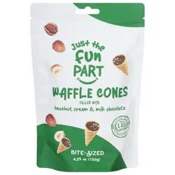 Just The Fun Part Waffle Cones, Hazelnut Cream & Milk Chocolate, Bite-Sized