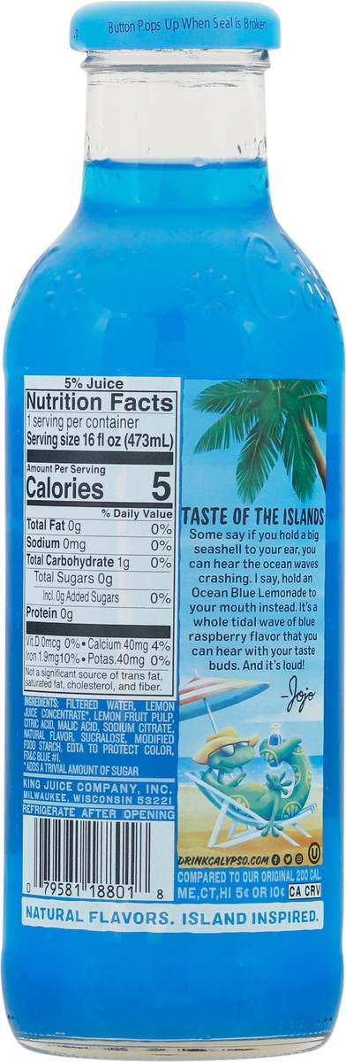 slide 5 of 9, Calypso Zero Sugar Ocean Blue Lemonade, 16 fl oz