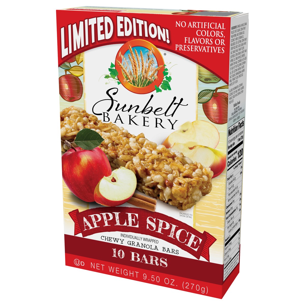 slide 3 of 9, Sunbelt Bakery Chewy Apple Spice Granola Bars 10 10 ea Box, 10 ct