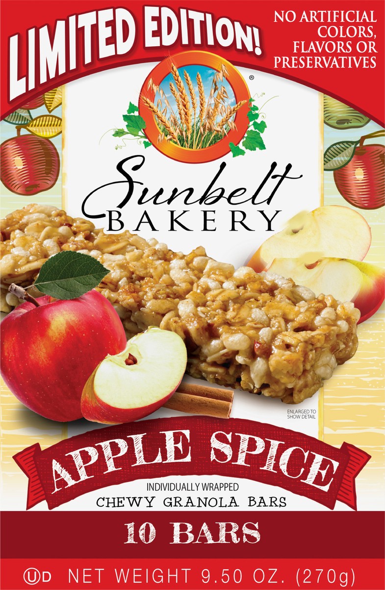 slide 1 of 9, Sunbelt Bakery Chewy Apple Spice Granola Bars 10 10 ea Box, 10 ct