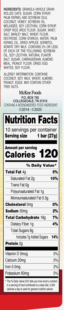 slide 8 of 9, Sunbelt Bakery Chewy Apple Spice Granola Bars 10 10 ea Box, 10 ct