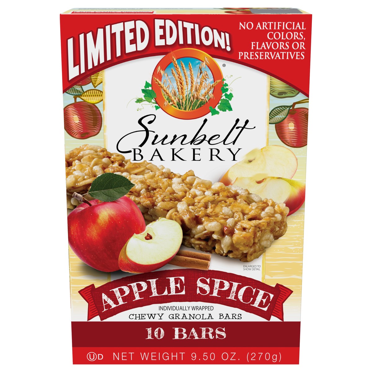 slide 1 of 9, Sunbelt Bakery Chewy Apple Spice Granola Bars 10 10 ea Box, 10 ct