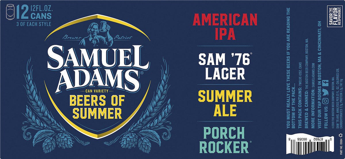 slide 5 of 7, Samuel Adams Beers of Summer Seasonal Variety Pack Beer (12 fl. oz. Can, 12pk.), 12 ct; 12 oz