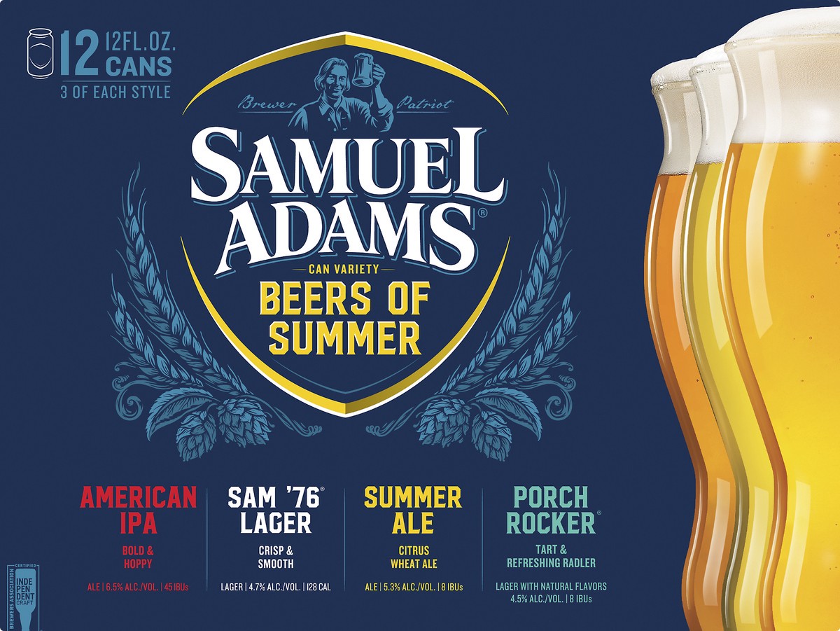slide 4 of 7, Samuel Adams Beers of Summer Seasonal Variety Pack Beer (12 fl. oz. Can, 12pk.), 12 ct; 12 oz