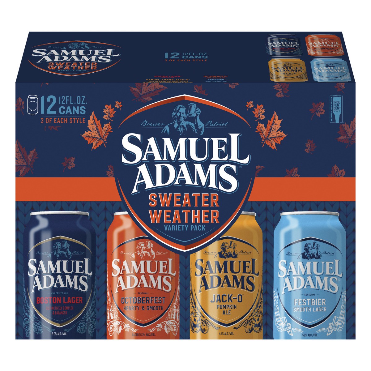 slide 1 of 7, Samuel Adams Fall Legends Seasonal Variety Pack (12 fl. oz. Can, 12pk.), 12 ct; 12 oz