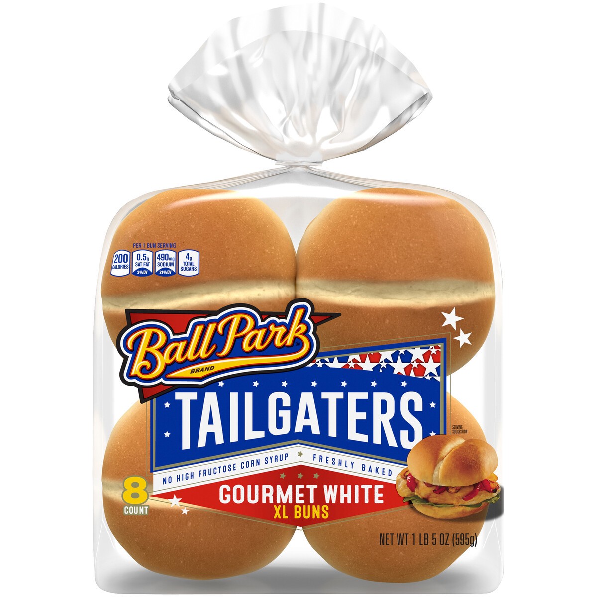 slide 1 of 8, Ball Park Tailgaters Gourmet White XL Sandwich Buns, 8 ct