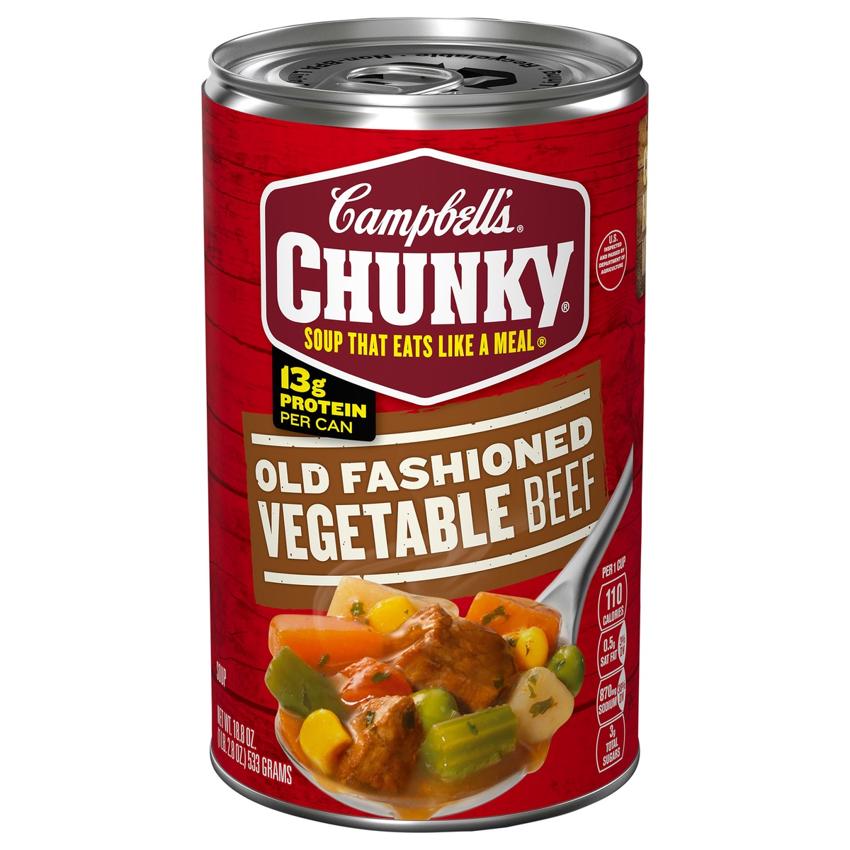 slide 1 of 8, Campbell's Chunky Old Fashioned Vegetable Beef Soup, 18.8 oz
