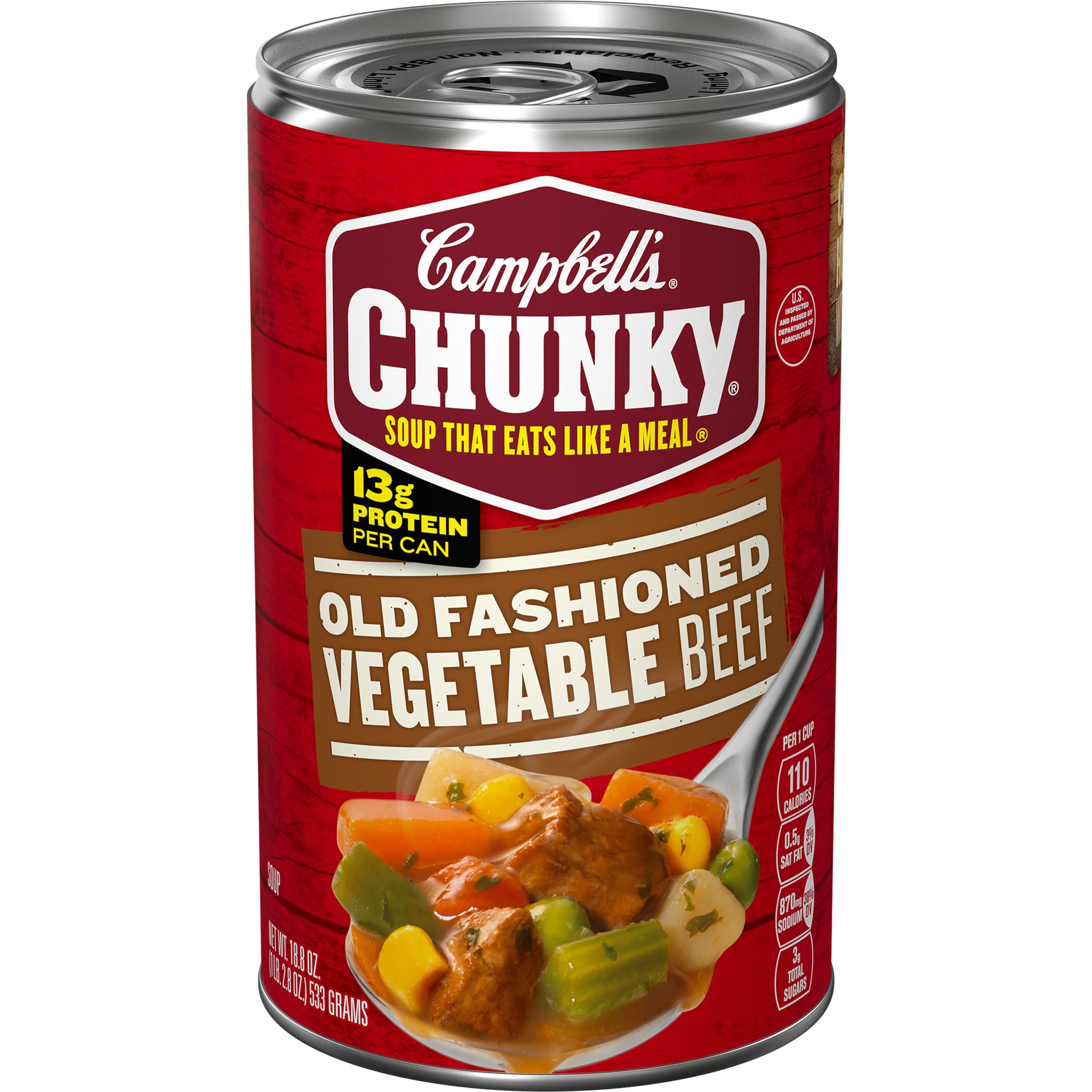 slide 1 of 5, Campbell's Old Fashioned Vegetable Beef Soup, 18.8 oz Can, 18.8 oz