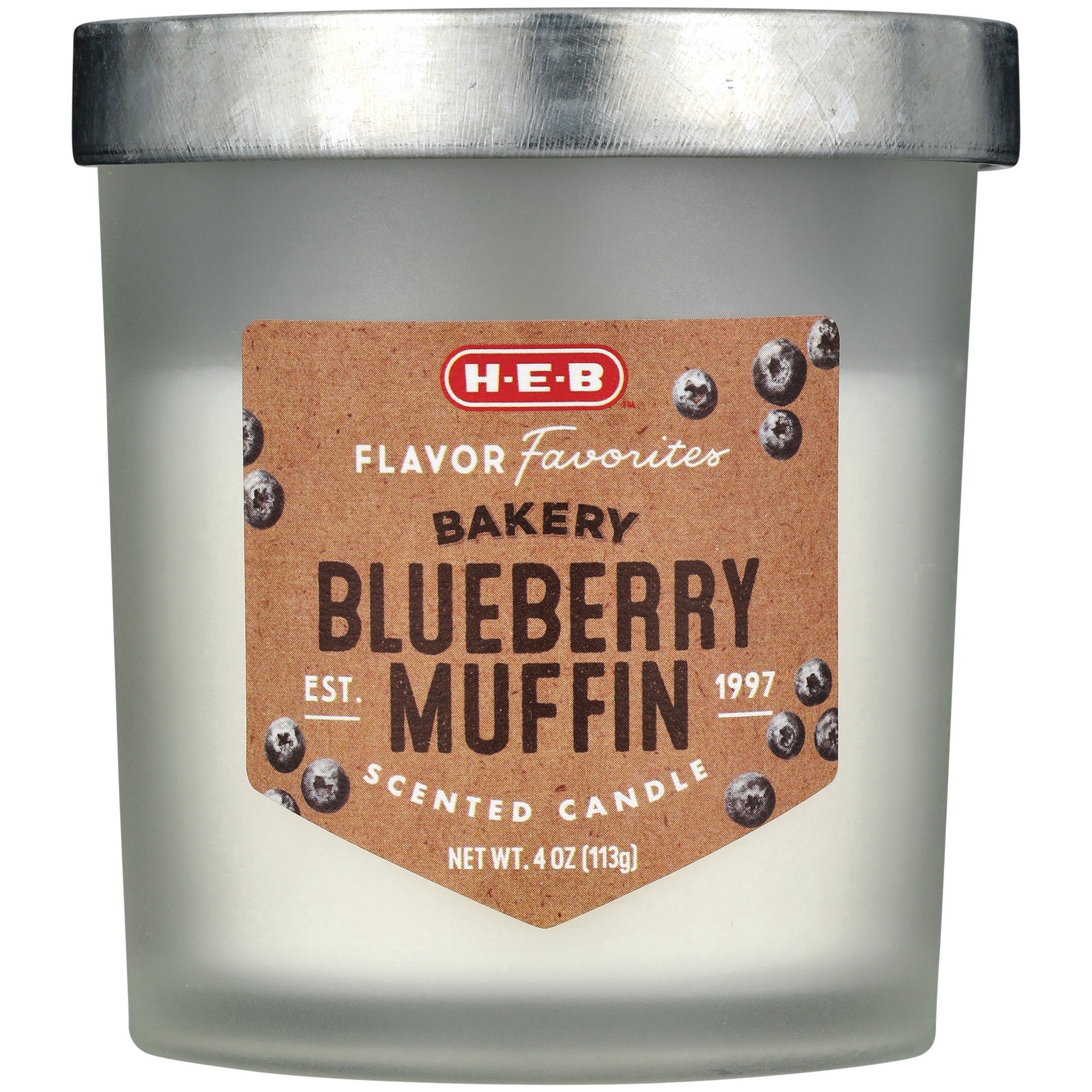 slide 1 of 1, H-E-B Flavor Favorites Blueberry Muffin Scented Candle, 4 oz