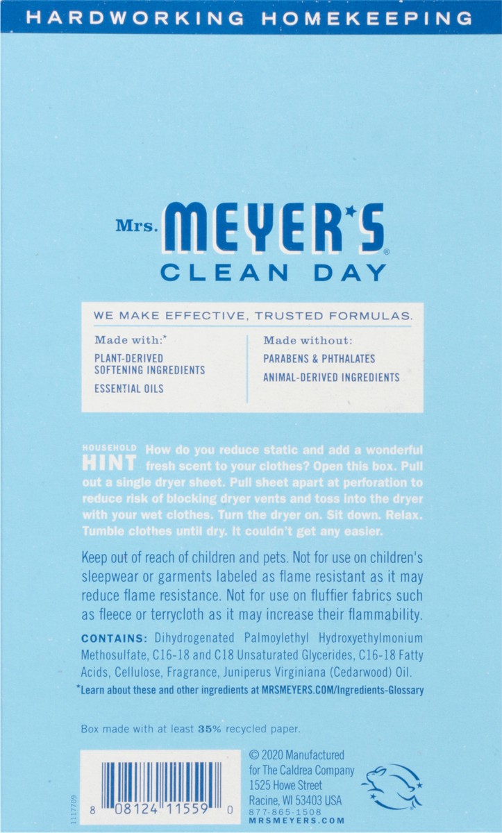 slide 6 of 11, Mrs. Meyer's Clean Day Rain Water Scent Dryer Sheets 80 ea, 80 ct