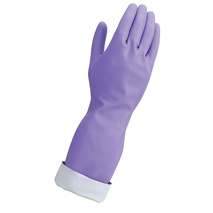 slide 1 of 5, Simply Essential Size Medium Premium Reusable Latex Gloves - Purple, 1 ct